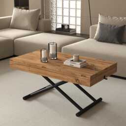Extendable Convertible Coffee To Dining Table 7-Height Walnut Adjustable Table - thumbnail 3