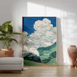steam Train in Mountain Landscape Poster - Japanese Railway Illustration - thumbnail 3