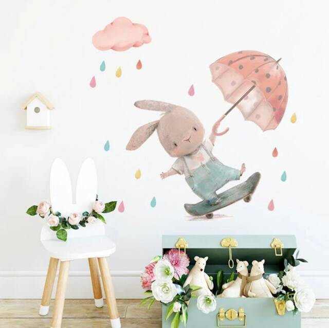 Cartoon Rabbit Wall Decal Nursery Playroom Decor - image 1