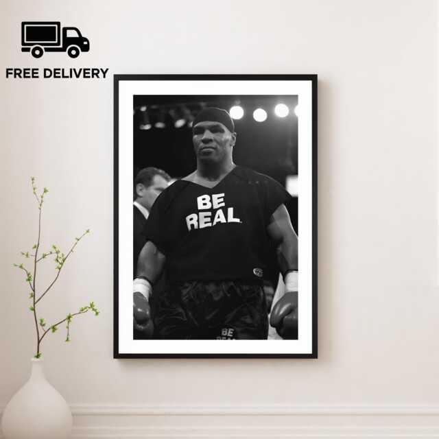 Vintage Mike Tyson Print, Boxing Motivational Poster, Fine Art Photography Wall Art, Museum Quality Classic Black & White Print - image 1