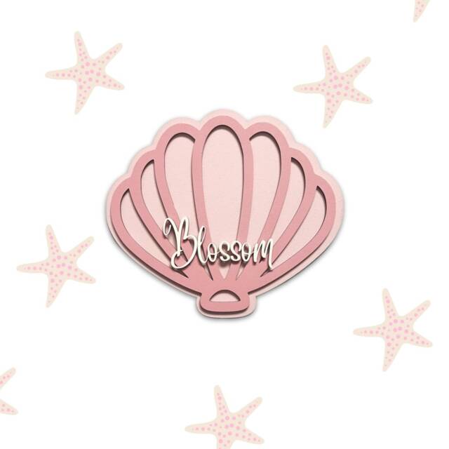 Personalised Seashell - Shell Wooden Under The Sea Bedroom Decor Mermaid Theme Wall Art Nursery - image 1