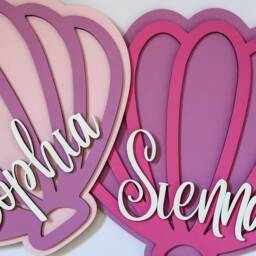 Personalised Seashell - Shell Wooden Under The Sea Bedroom Decor Mermaid Theme Wall Art Nursery - thumbnail 3