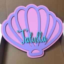 Personalised Seashell - Shell Wooden Under The Sea Bedroom Decor Mermaid Theme Wall Art Nursery - thumbnail 2