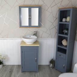 Cloakroom Bathroom Vanity Unit Grey Wash Stand Marble Stone Ceramic Basin 308Gcmcbc - thumbnail 2