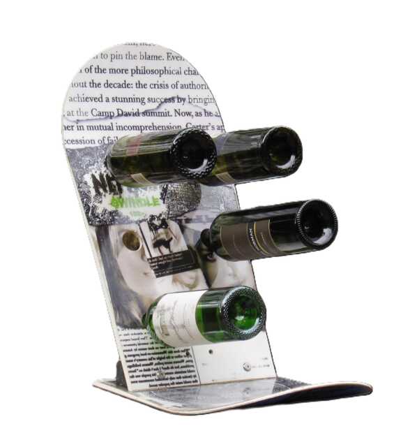 Recycled Snowboard Wine Rack 6-Bottle Display, Customizable - image 1