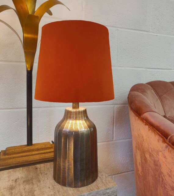 Burnt Orange French Drum Lampshade in Velvet Conical Tapered Lamp Shade - image 1