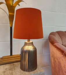Burnt Orange French Drum Lampshade in Velvet Conical Tapered Lamp Shade - thumbnail 1