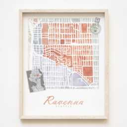 Ravenna Seattle Neighborhood Map Watercolor Print Washington City Block Plan - Art Print Downtown Wall Local Realtor Gift - thumbnail 1