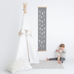 Monochrome Alphabet Growth Chart, Nursery Wall Hanging, Cotton Canvas - thumbnail 3