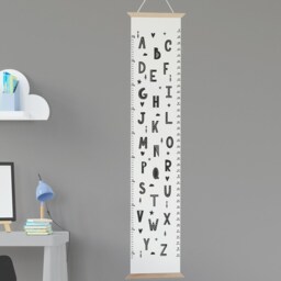 Monochrome Alphabet Growth Chart, Nursery Wall Hanging, Cotton Canvas - thumbnail 2