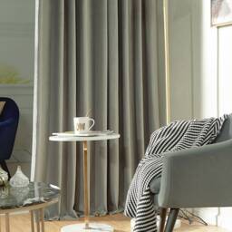 Pair Of Grey Velvet Curtains, Bedroom Light Silver Living Room Custom Curtains - thumbnail 2