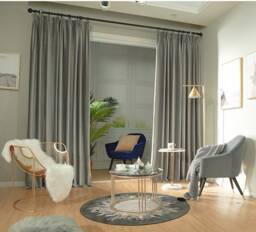Pair Of Grey Velvet Curtains, Bedroom Light Silver Living Room Custom Curtains