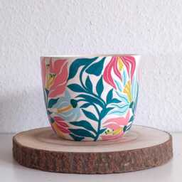 Ceramic Flower Pot, Plant Bowl Abstraction Houseplant Pot Ceramic Planter, Bowl, Stoneware White - thumbnail 2