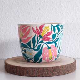 Ceramic Flower Pot, Plant Bowl Abstraction Houseplant Pot Ceramic Planter, Bowl, Stoneware White - thumbnail 3
