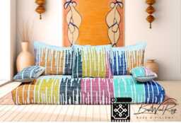 Colorful Moroccan Floor Sofa , Moroccan Floor Pouf , Set Of Pillows Beni Ourain Stuffed