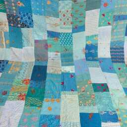 Handmade Turquoise Kantha Quilt Vintage Khambadia Patchwork Bedspread - thumbnail 2