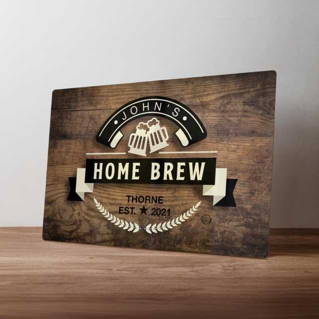 Personalised Home Brew Sign - Custom Metal Microbrewery Decor Beer Making Gift in A5, A4, A3 - image 1