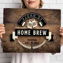 Personalised Home Brew Sign - Custom Metal Microbrewery Decor Beer Making Gift in A5, A4, A3 - thumbnail 3