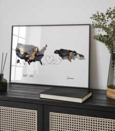 Usa & Jamaica Map Black & Gold Travel Wall Art Print - United States America Moving Home Gift - thumbnail 1