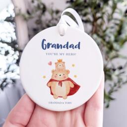Personalised Grandad Ornament, You're My Hero Gift, Gift From Grandchild, Custom Name Keepsake, Father's Day Birthday Christmas - thumbnail 1