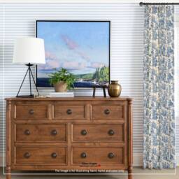 Charmed Life Color Cornflower French Toile Country Blue Ivory Cotton Curtain, Valance Pleated, Lined Drapery Panel Offered As Upgrades - thumbnail 3