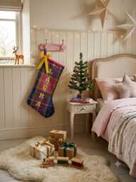Personalised Tartan Wool Christmas Stocking, Custom Embroidered Name, Luxury Holiday Mantle Decor