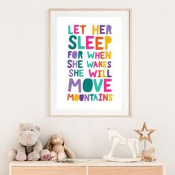 Girls Bedroom Decor, Let Her Sleep For When She Wakes Will Move Mountains, Nursery Prints, Wall Art, Art - thumbnail 2