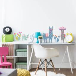 Llamas Set Wall Decal/Animal Decor Cactus Llamas Wall Stickers - thumbnail 1