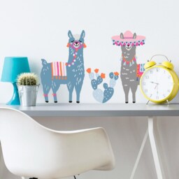 Llamas Set Wall Decal/Animal Decor Cactus Llamas Wall Stickers - thumbnail 3