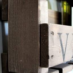 Wooden Wine Rack For The Wall - With Glass Holder Vino Logo Brown Ready Assembled Bottles & Glasses - thumbnail 2