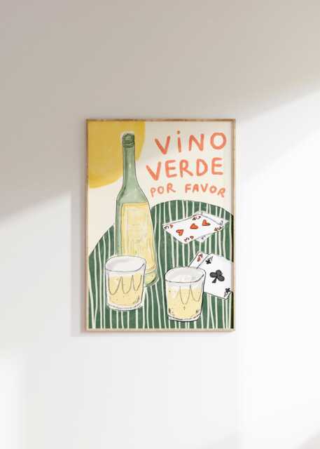 Vino Verde Por Favor Wall Print - Summer Poster Portugal Wine Art Food & Drink Still Life Euro Lover - image 1