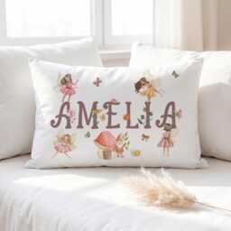 Personalised Fairy Pillowcase, Custom Magical Girls Bedding, Kids Toadstool Decor