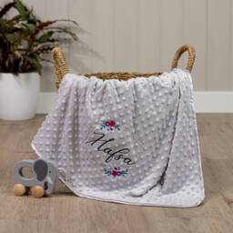 Personalised Baby Swaddle Wrap, Gold Geometric Frame, Pink Blue Grey Or White, Soft & Fluffy