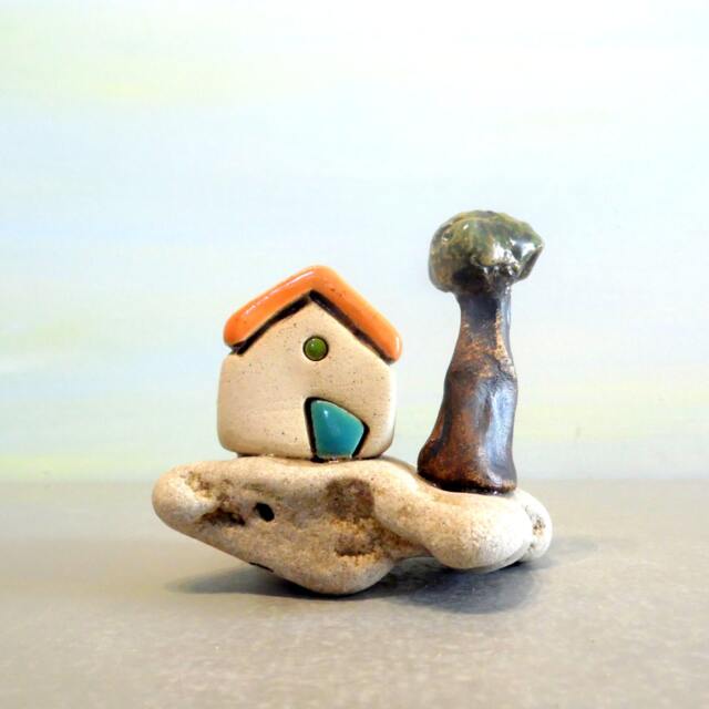 Rustic Ceramic Miniature House, Woodland Decor, Housewarming Gift - image 1