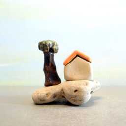Rustic Ceramic Miniature House, Woodland Decor, Housewarming Gift - thumbnail 4