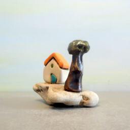 Rustic Ceramic Miniature House, Woodland Decor, Housewarming Gift - thumbnail 3