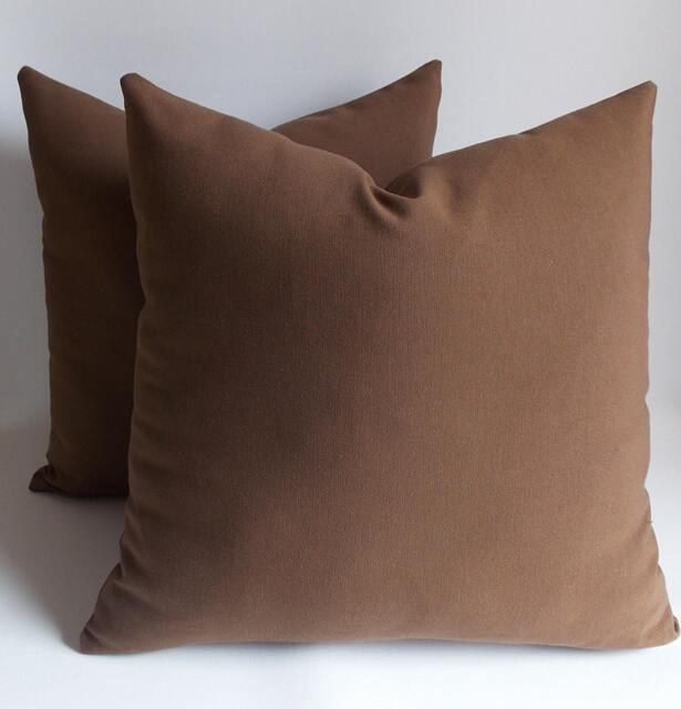 Set Of 2 Brown Cotton Pillow Covers Modern Throw Cushions - image 1