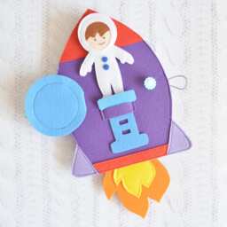 Felt Rocket Quiet Book Montessori Baby Toy, Tic Tac Toe Game - thumbnail 3