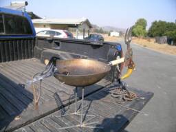 Metal Yard Art Bird Wok For Planter Or Feeder Even A Beer Cooler Just Add & Ice