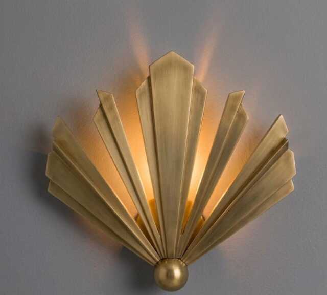 Mid Century Modern Art Deco Fan Wall Sconce Solid Brass Sunburst Light Vintage Style Lamp For Luxury Looking - image 1