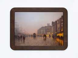 Liverpool From Wapping John Atkinson Grimshaw City Docks Ships Rainy Street Horse Cart Church Classic Painting Wooden Framed Art Print - thumbnail 1