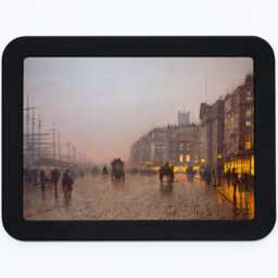 Liverpool From Wapping John Atkinson Grimshaw City Docks Ships Rainy Street Horse Cart Church Classic Painting Wooden Framed Art Print - thumbnail 3