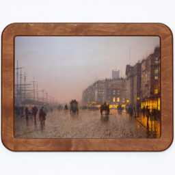 Liverpool From Wapping John Atkinson Grimshaw City Docks Ships Rainy Street Horse Cart Church Classic Painting Wooden Framed Art Print - thumbnail 2