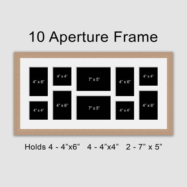 Large Multi Photo Picture Frame - Holds 10 Photos in An Oak Veneer Wooden - image 1