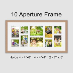 Large Multi Photo Picture Frame - Holds 10 Photos in An Oak Veneer Wooden - thumbnail 3