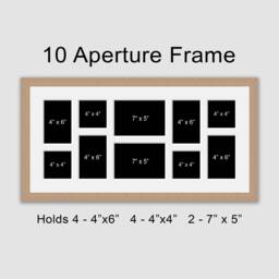 Large Multi Photo Picture Frame - Holds 10 Photos in An Oak Veneer Wooden - thumbnail 1