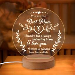 Personalised Night Light Gifts For Mum Mothers Day From Daughter Son Best 7 Colors Custom Acrylic Lamp - thumbnail 1