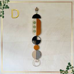 Geometric Wall Hanging - Mid-Century Modern Wood Tapestry - thumbnail 4