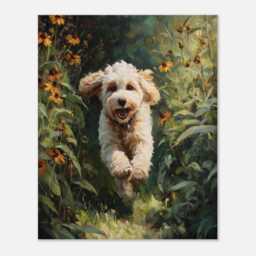 Cream Cockapoo Cavapoo Wall Art Print Oil Painting Style, Forest Theme Dog Art, Apricot Poodle Perfect Dog Lover Gift