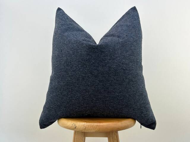 Blue Linen Throw Pillow Cover Navy Euro Sham, Decorative Cushion For Sofa Or Couch - image 1